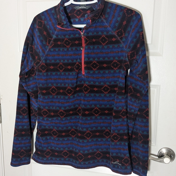 Eddie Bauer Blue and Red Patterned Pullover - Picture 4 of 4